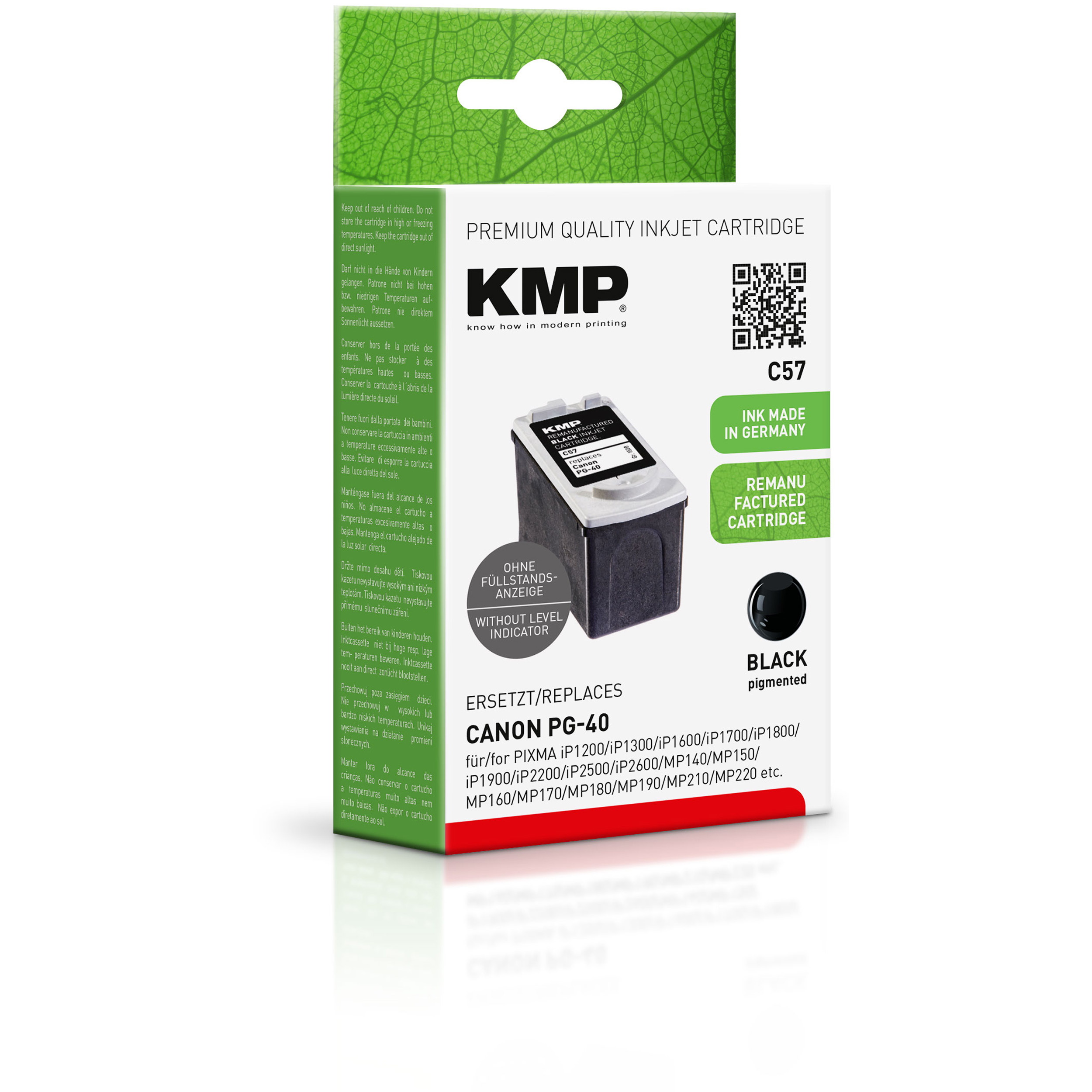 KMP Tintenpatrone für black (0615B001) Cartridge Black (0615B001) Ink Canon PG40