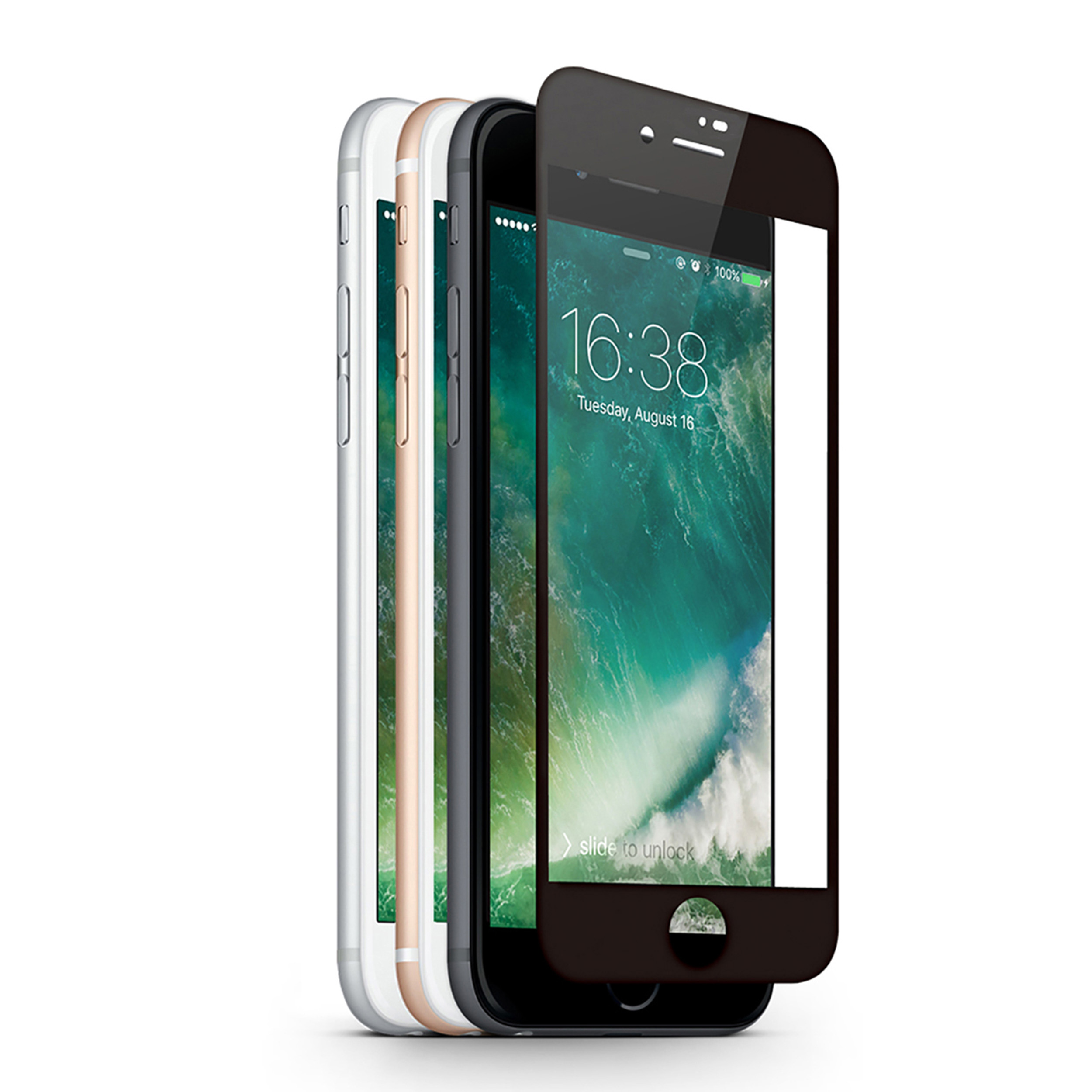 glass(für 8 IPhone Plus) Displayschutz Hartglas KMP 8 Black Protective Frame Apple iPhone für Plus