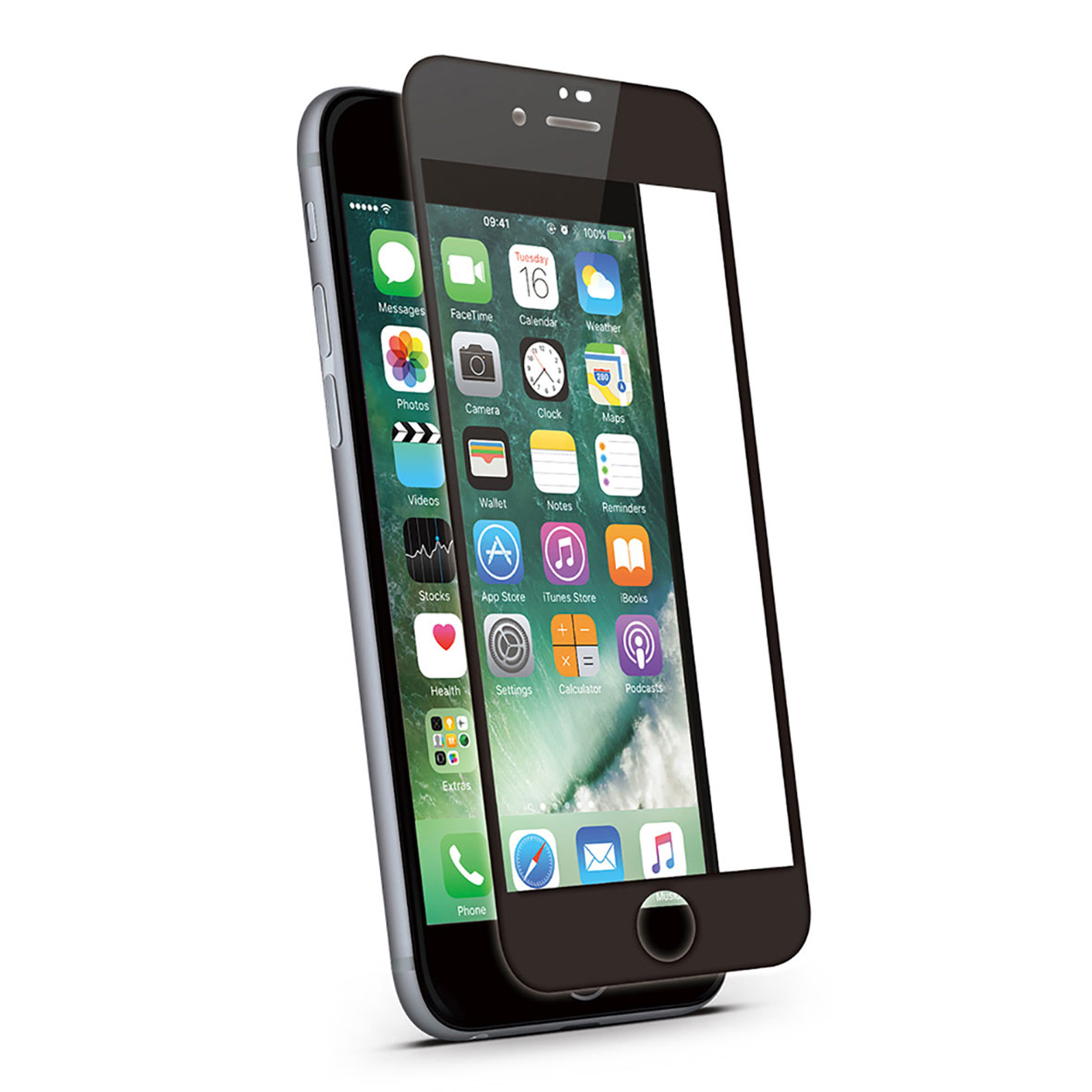 KMP Hartglas Displayschutz für iPhone 8 Frame Plus) Apple 8 Protective Plus Black glass(für IPhone