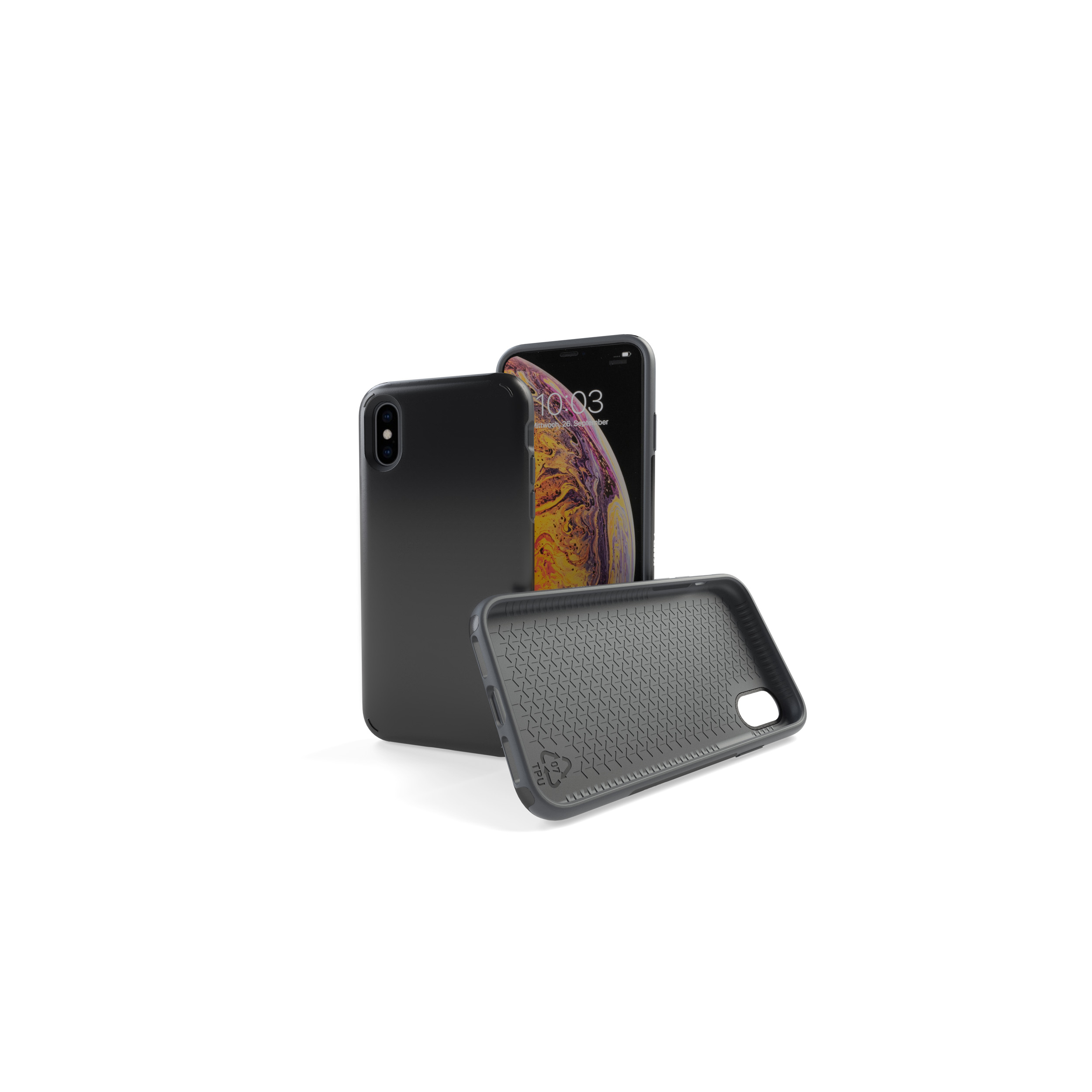 für iPhone Max stone XS Max, black KMP Black Cover, Sporty XS Stone, Schutzhülle Apple, iPhone Full