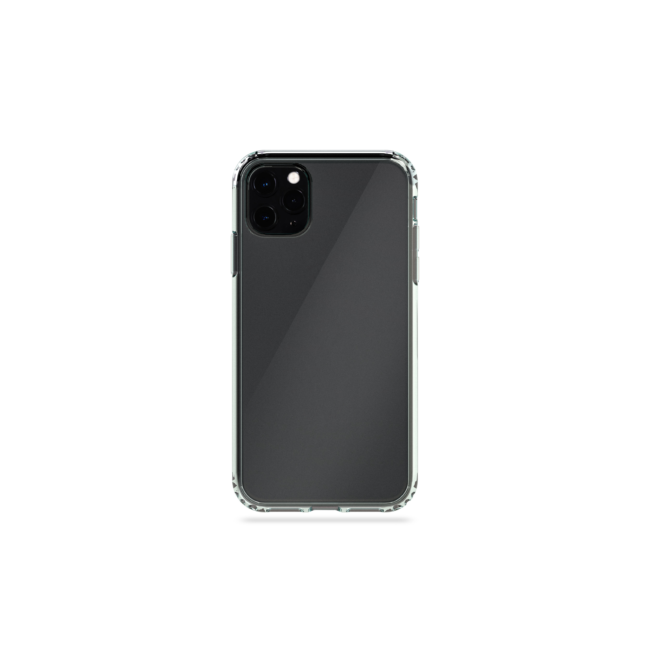 Ein Telefon in einer durchsichtigen Hülle. Die Hülle hat einen schwarzen Rahmen.