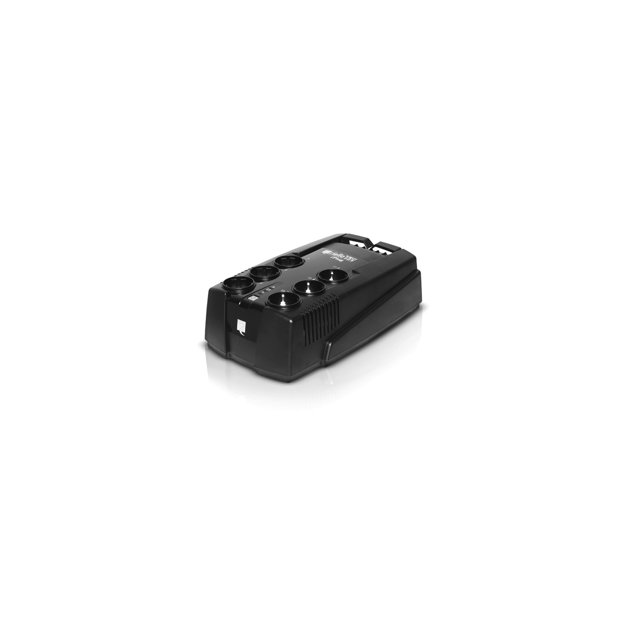 Dispositivo negro rectangular con múltiples aberturas circulares, probablemente una regleta.