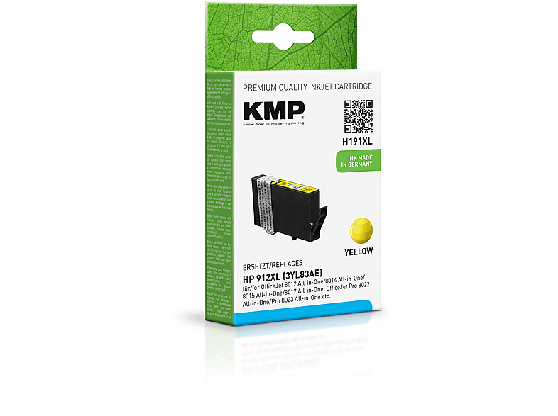 KMP Tintenpatrone für HP 912XL Yelllow Cartridge yellow (3YL83AE) (3YL83AE) Ink