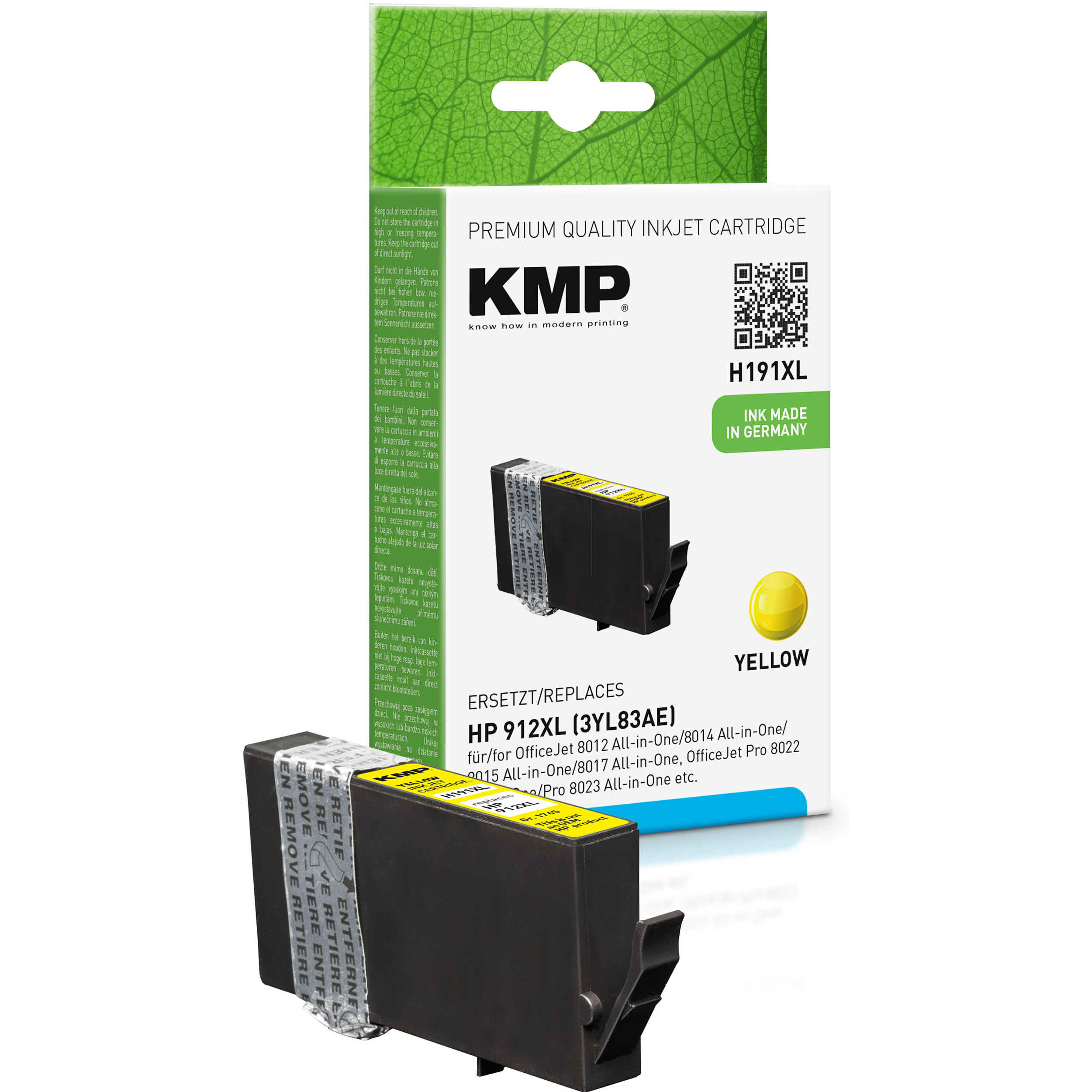 KMP Tintenpatrone Cartridge (3YL83AE) Ink (3YL83AE) für 912XL HP Yelllow yellow