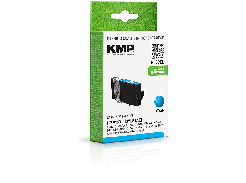 KMP Tintenpatrone (3YL81AE) Cartridge Ink HP für Cyan cyan 912XL (3YL81AE)