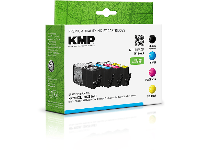 KMP KMP Tintenpatrone für HP 903XL BK/C/M/Y Multipack Ink Cartridge schwarz, cyan, magenta, yellow (T6M15AE, T6M03AE, T6M07AE, T6M11AE)