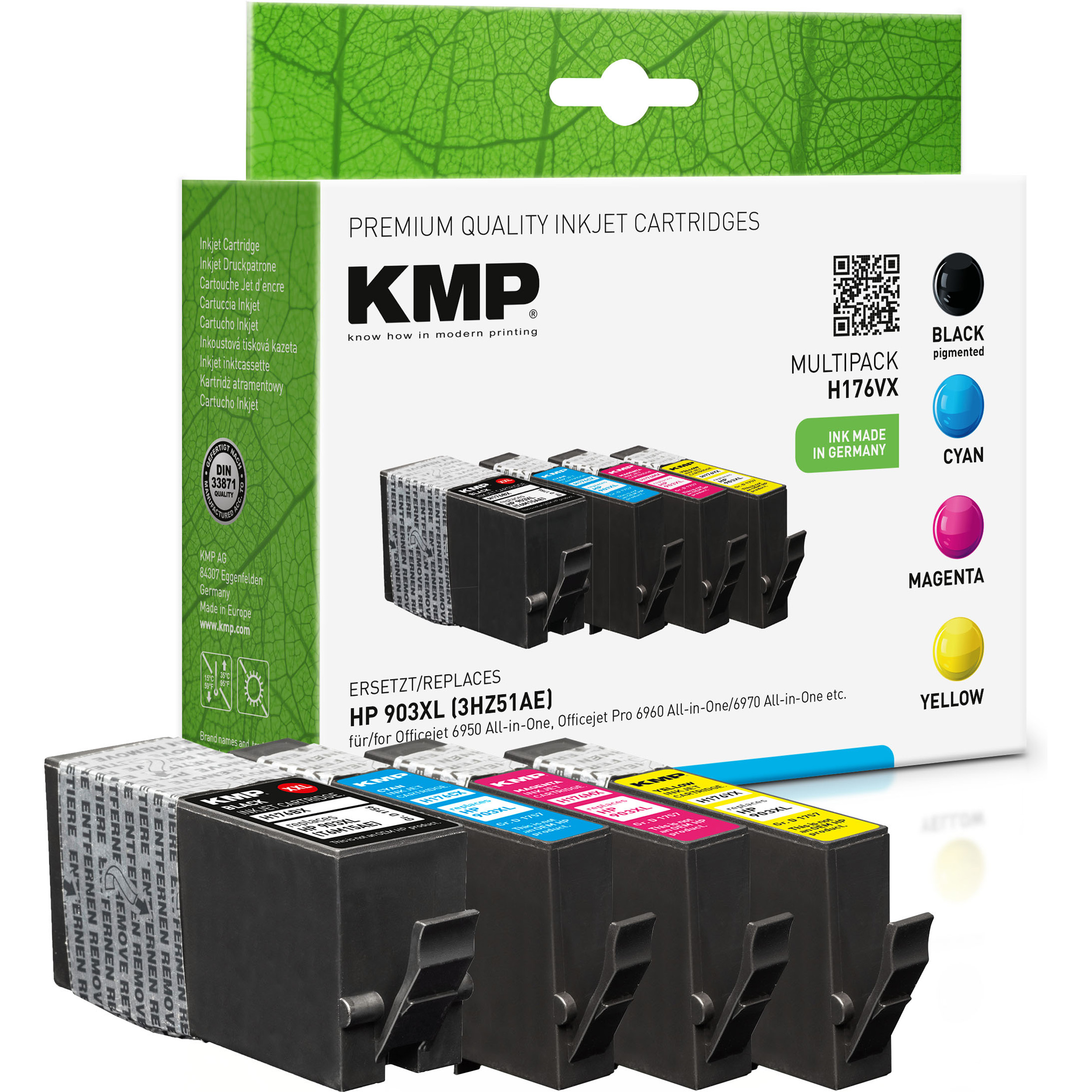 903XL Tintenpatrone Ink BK/C/M/Y T6M07AE, T6M03AE, yellow cyan, Cartridge Multipack KMP HP magenta, KMP schwarz, (T6M15AE, T6M11AE) für