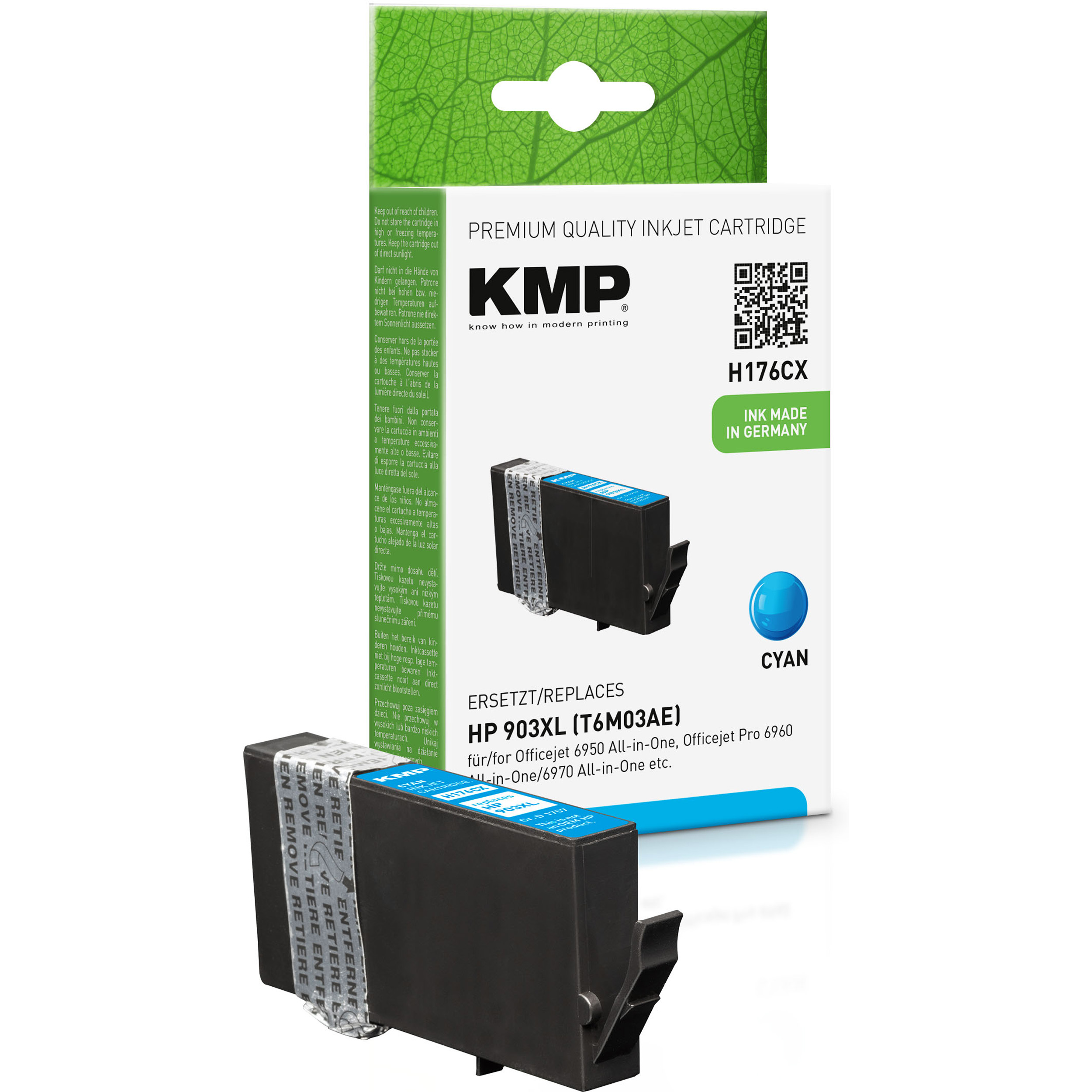 KMP (T6M03AE) 903XL Cartridge (T6M03AE) Tintenpatrone für Ink cyan Cyan HP