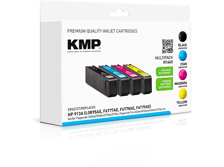 KMP Tintenpatrone für HP 913A Multipack Ink Cartridge schwarz, cyan, magenta, yellow (L0R95AE, F6T77AE, F6T78AE, F6T79AE)