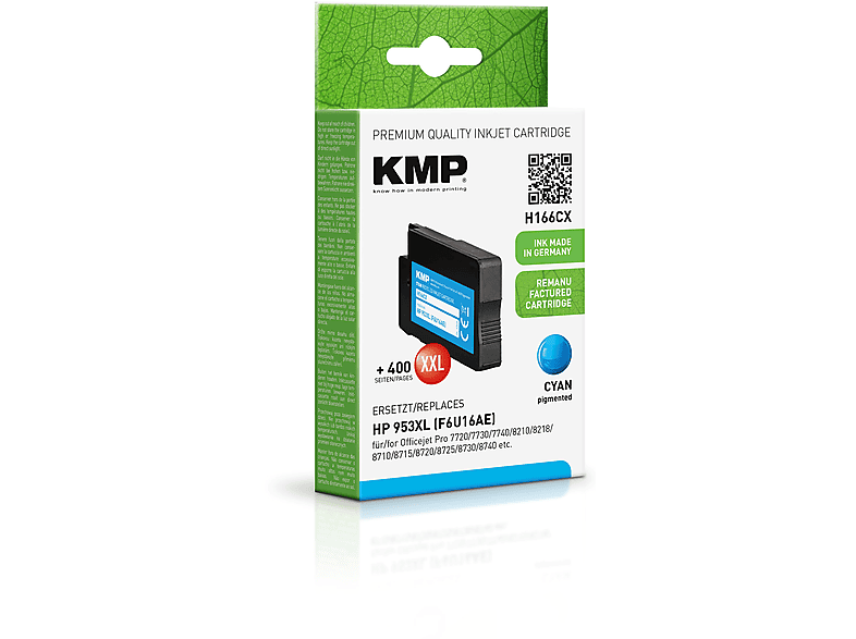 KMP Tintenpatrone für Cartridge (F6U16AE) Ink HP cyan (F6U16AE) 953XL Cyan