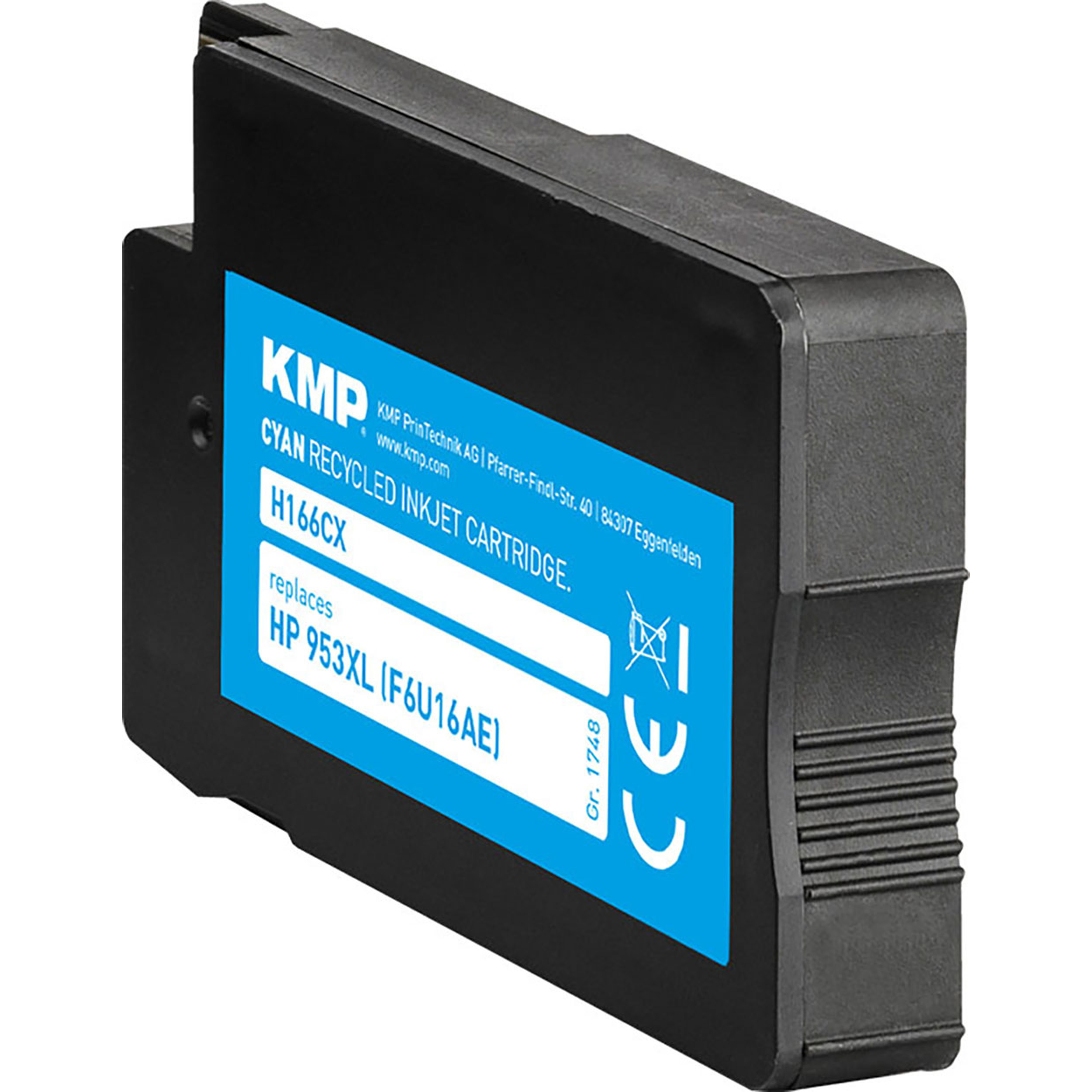KMP Tintenpatrone für 953XL cyan Cartridge (F6U16AE) Cyan HP (F6U16AE) Ink