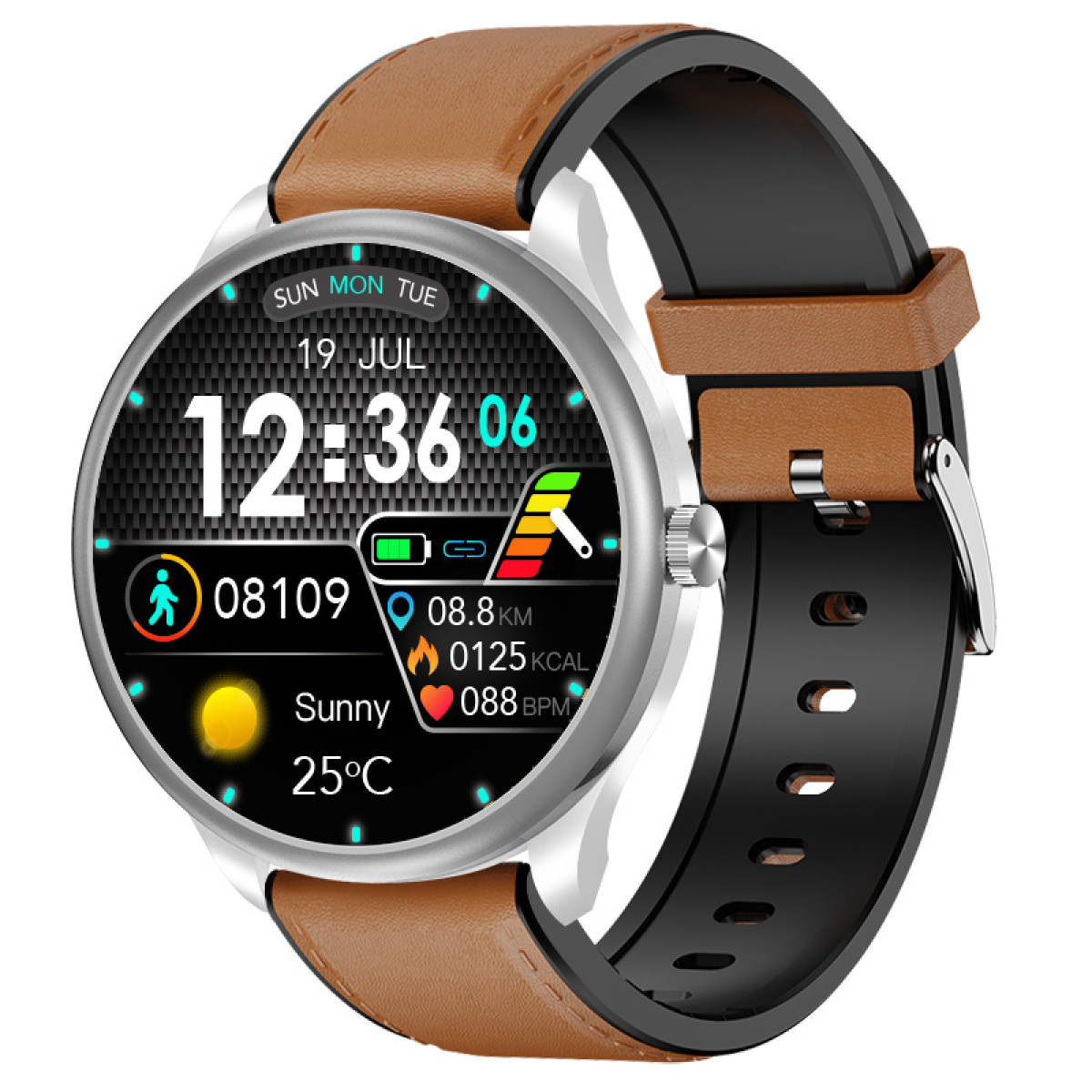 INF Smartwatch Puls, Smartwatch TPU, Blutsauerstoff, mit Blutdruck, Schlafmonitor Schwarz