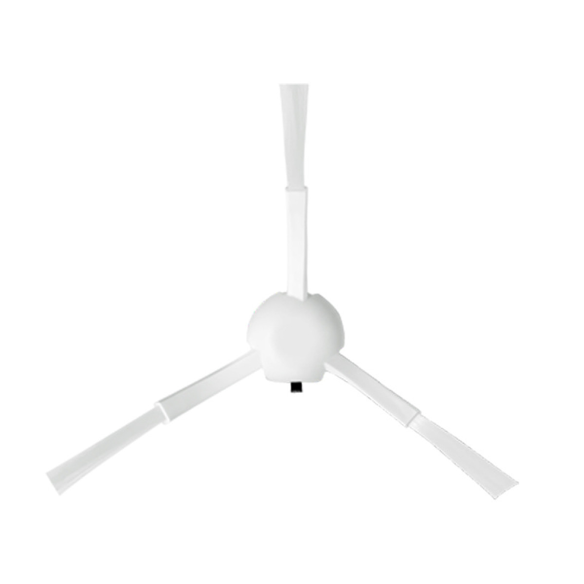 Biały, trójramienny element szczotki robota odkurzacza, na białym tle.