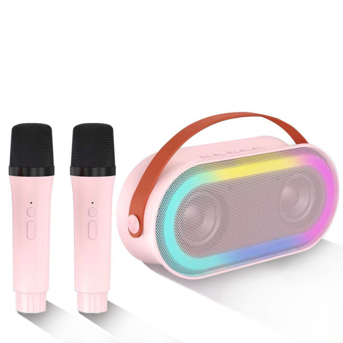 BYTELIKE Rosa Leuchten schillernde Bluetooth-Lautsprechermikrofon, Bluetooth-Lautsprecher, Hochleistungs-Doppellautsprecher,