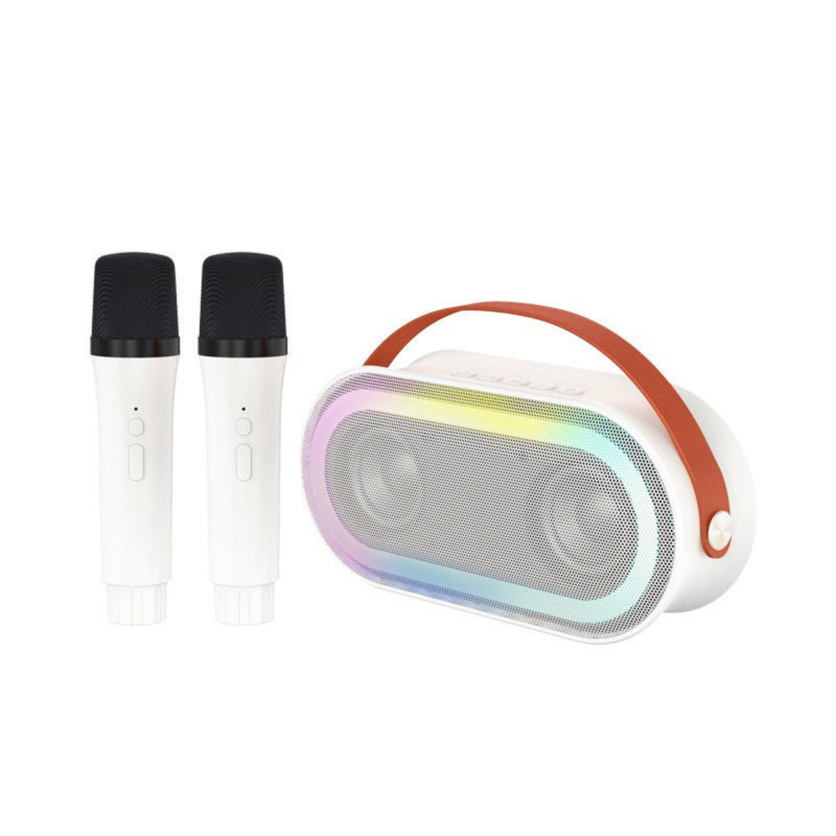 schillernde Bluetooth-Lautsprechermikrofon, Bluetooth-Lautsprecher, Leuchten BYTELIKE Weiß Hochleistungs-Doppellautsprecher,