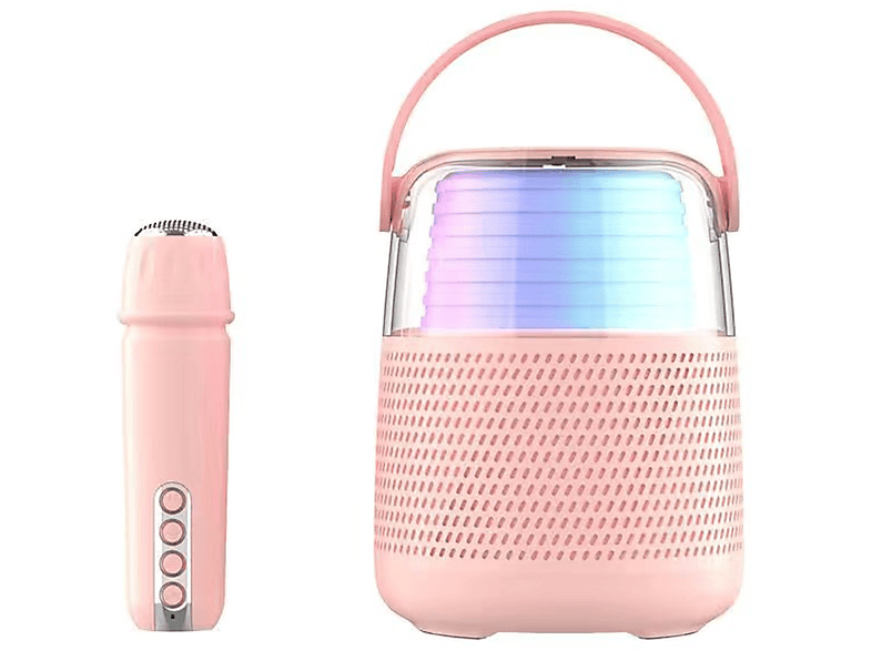 BYTELIKE Kabelloses Bluetooth-Audio-Mikrofon, HIFI-Klang, 360 ° Stereo-Raumklang, Schlüssel zur Freihändig Bluetooth-Lautsprecher, Rosa