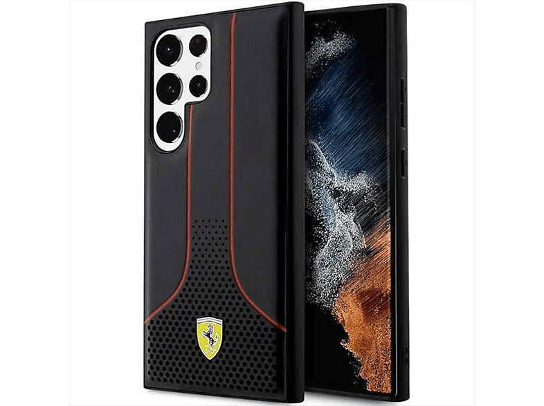 FERRARI Hardcase Hülle Cover Perforated 296 P, Backcover, Samsung, Galaxy S23 Ultra, Schwarz