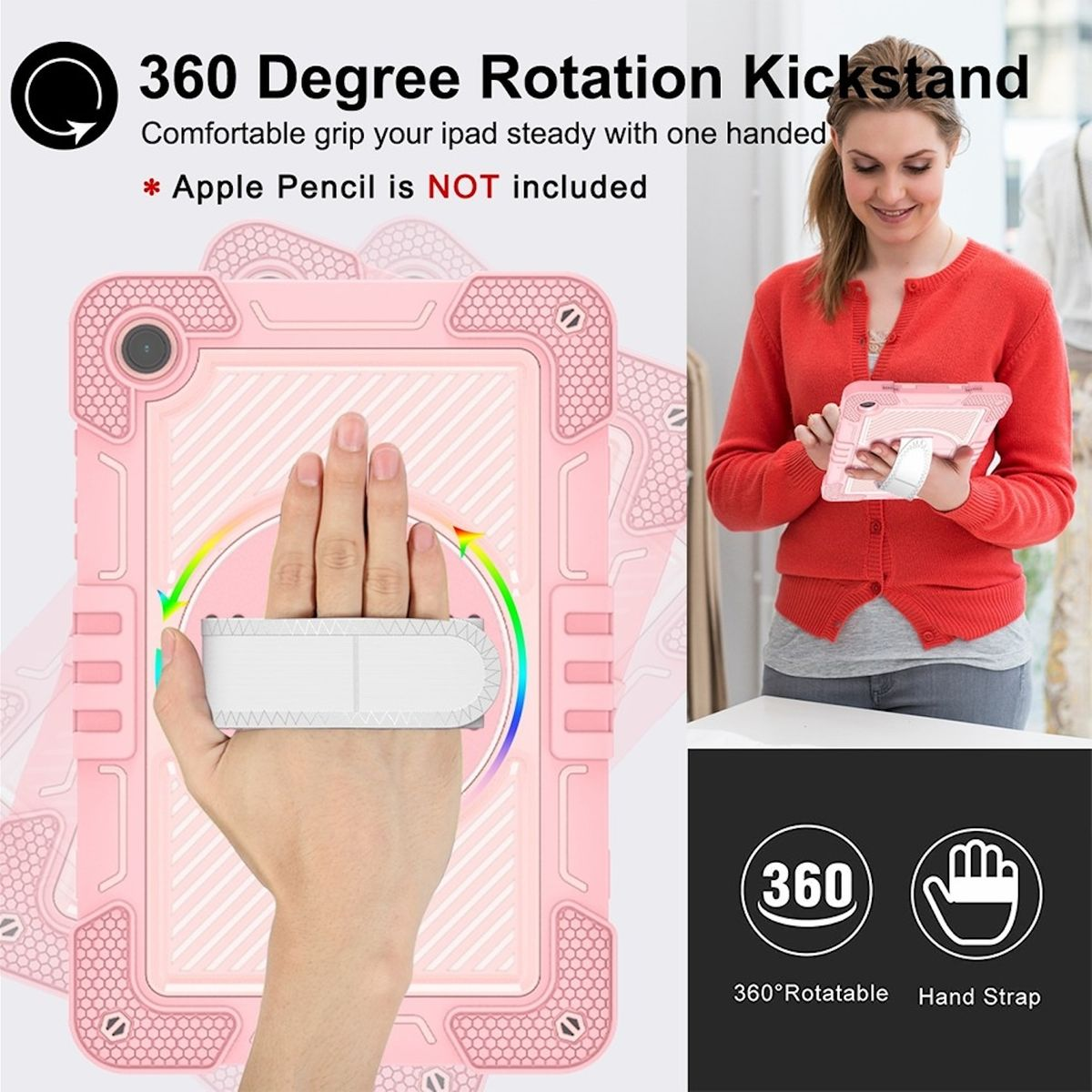 WIGENTO 360 Grad aufstellbar für Silikon, Kunststoff Samsung Outdoor Halte-Schlaufe Hybrid mit Tasche Tablethülle / Rosa Backcover