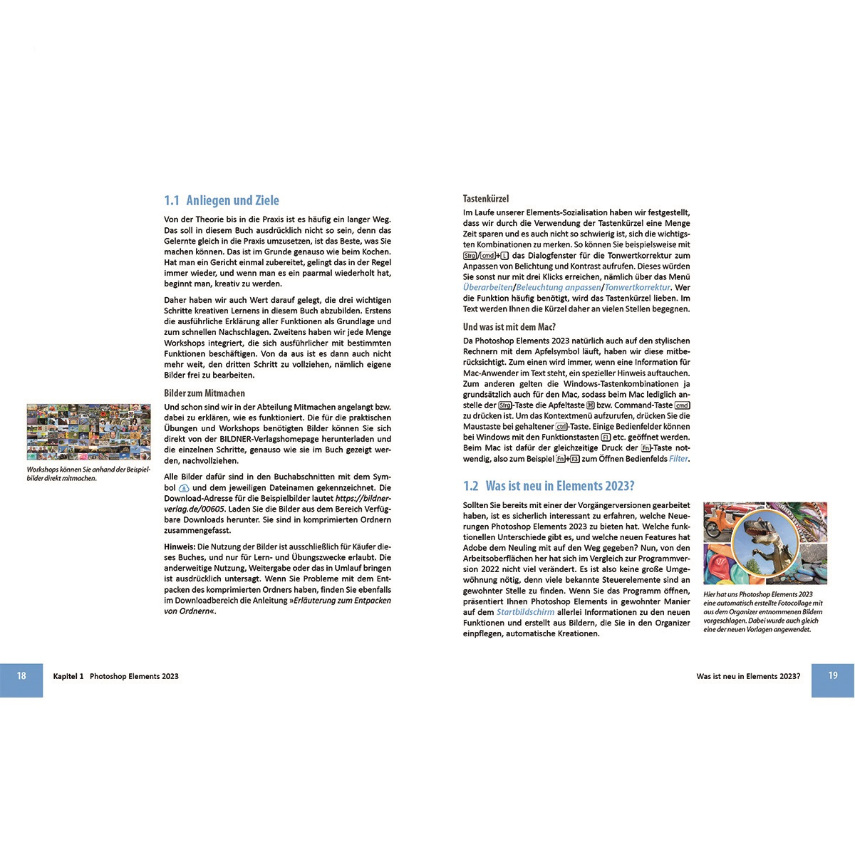 Eine Buchseite mit Text und Bildern. Links der Titel "1.1 Anliegen und Ziele".