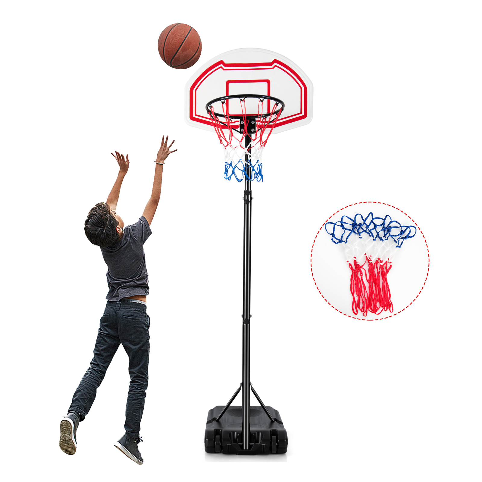158-210 höhenverstellbar COSTWAY Basketballständer Schwarz cm Gartenspielzeug,