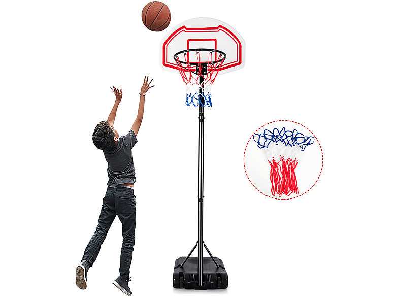 158-210 Gartenspielzeug, COSTWAY cm höhenverstellbar Basketballständer Schwarz
