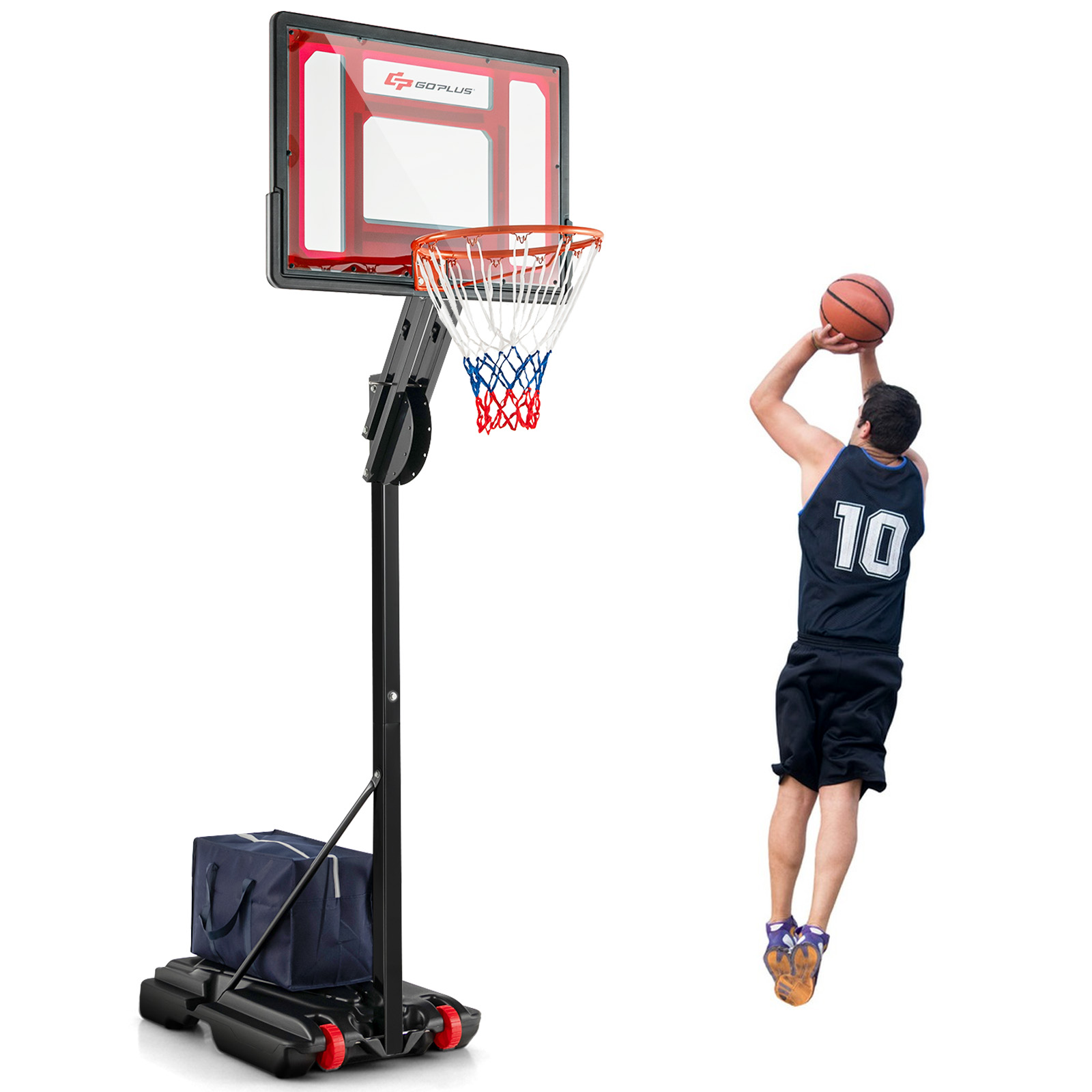 COSTWAY Basketballständer 105-260 cm höhenverstellbar Gartenspielzeug, Schwarz