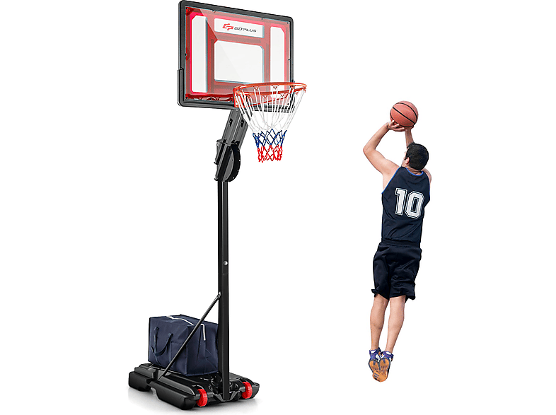 COSTWAY Basketballständer höhenverstellbar 105-260 Gartenspielzeug, Schwarz cm