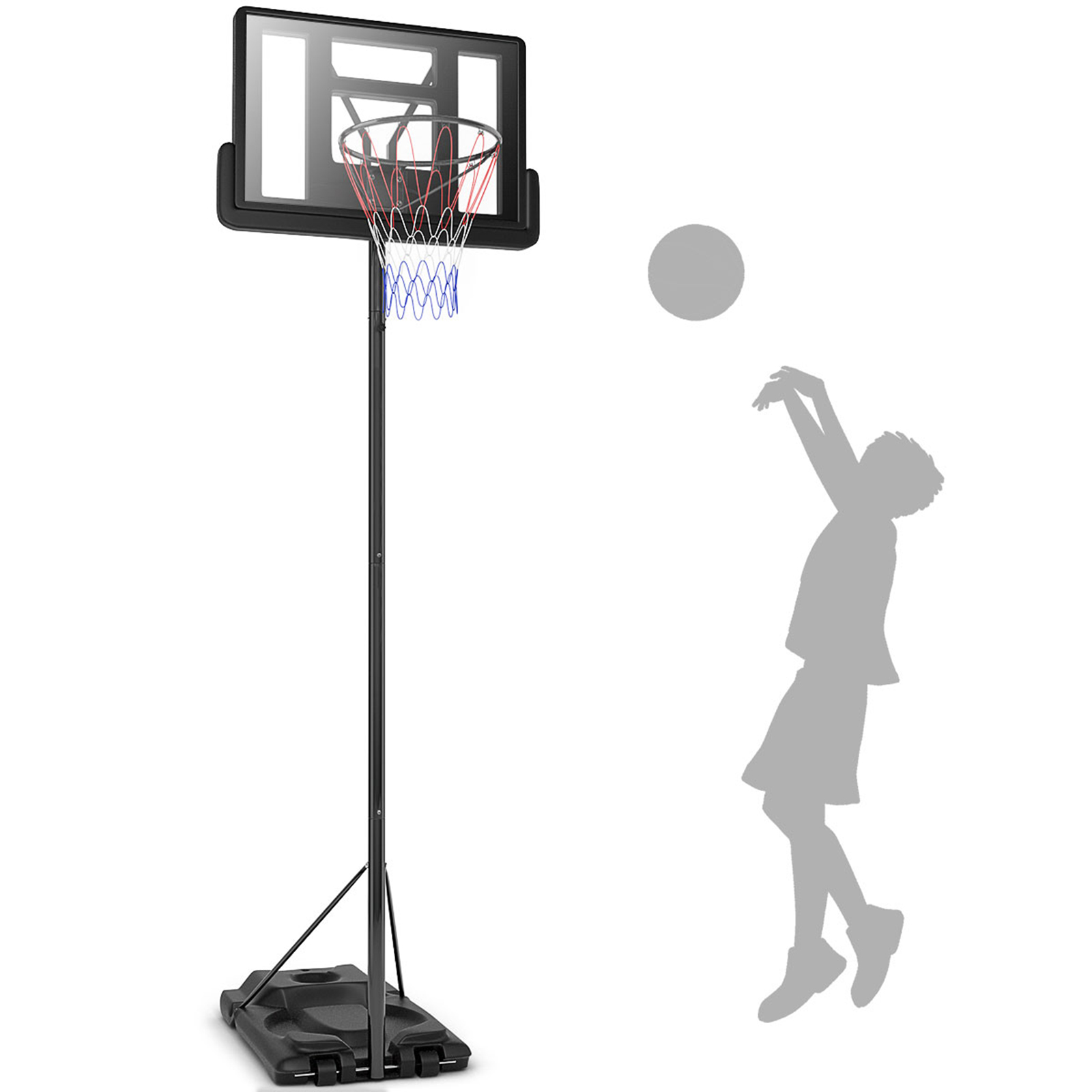 COSTWAY Basketballständer 260-305 cm höhenverstellbar Schwarz Gartenspielzeug
