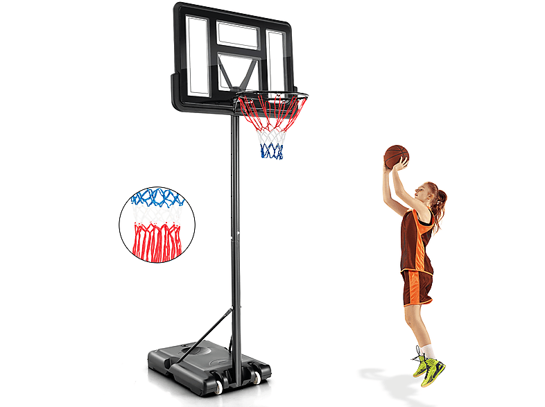 130-305 höhenverstellbar Gartenspielzeug, cm COSTWAY Basketballständer Schwarz
