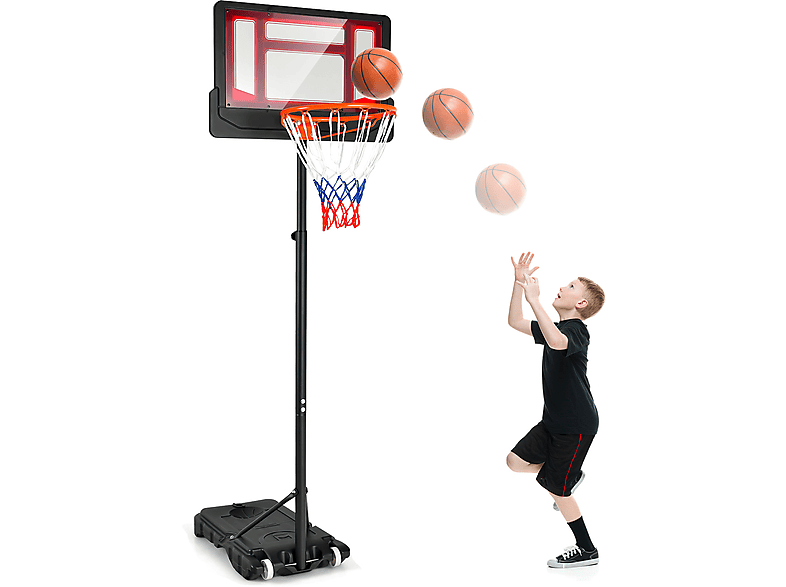 154-210 COSTWAY Gartenspielzeug, höhenverstellbar Basketballständer Schwarz cm