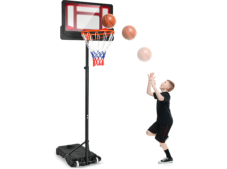 COSTWAY Basketballständer 154-210 cm höhenverstellbar Schwarz Gartenspielzeug