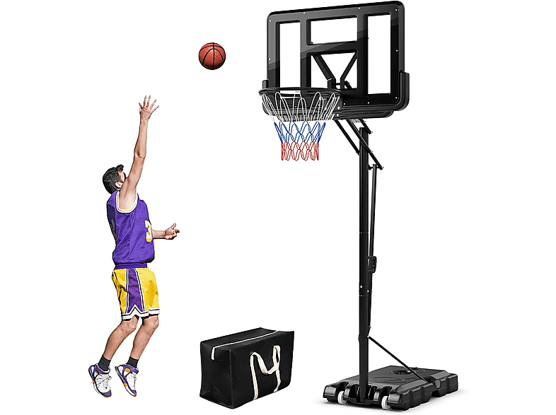 COSTWAY Basketballständer 145-305 cm höhenverstellbar Gartenspielzeug, Schwarz