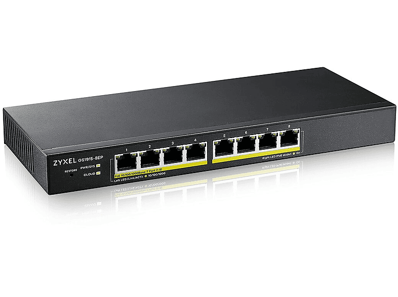 Switch ZyXEL GS1915-8EP-EU0101F - 8 Porte GbE 10/100/1000 Mbps, Gestione Via Browser