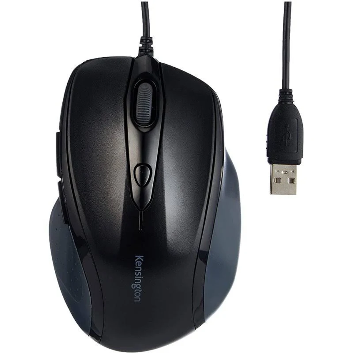 Black Kensington mouse with USB cable.
