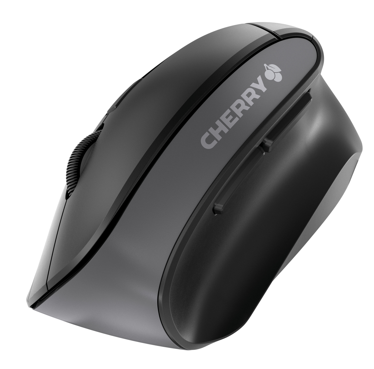 Black Cherry wireless mouse. It is ergonomic and has a scroll wheel.