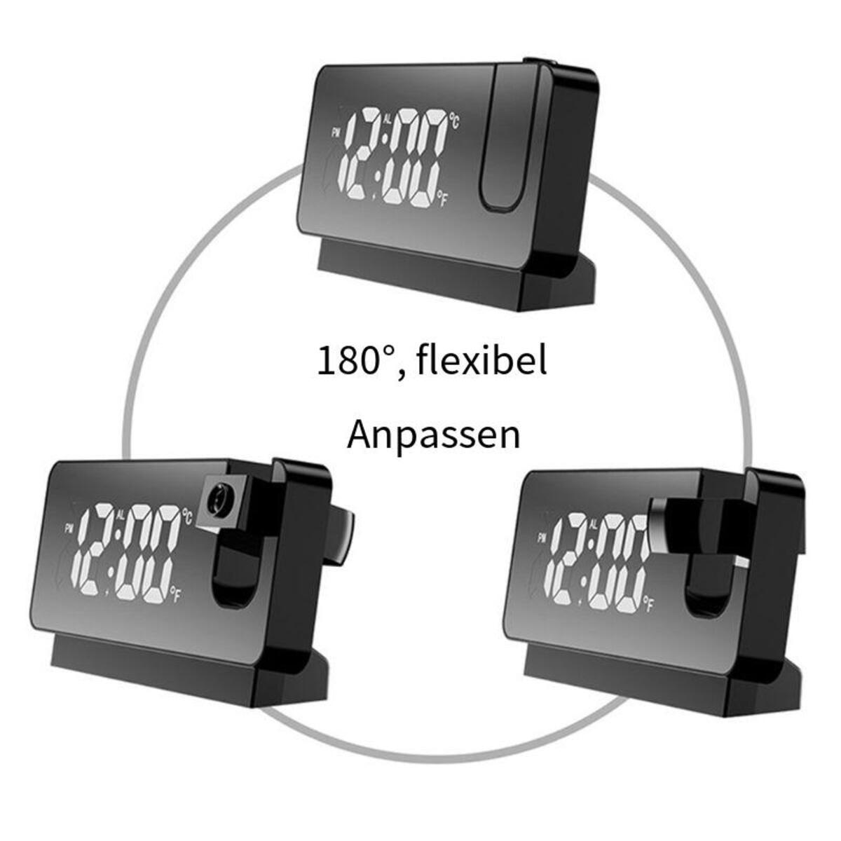 Drei schwarze Digitaluhren, die Zeit und Temperatur anzeigen. Die Uhren sind einstellbar.