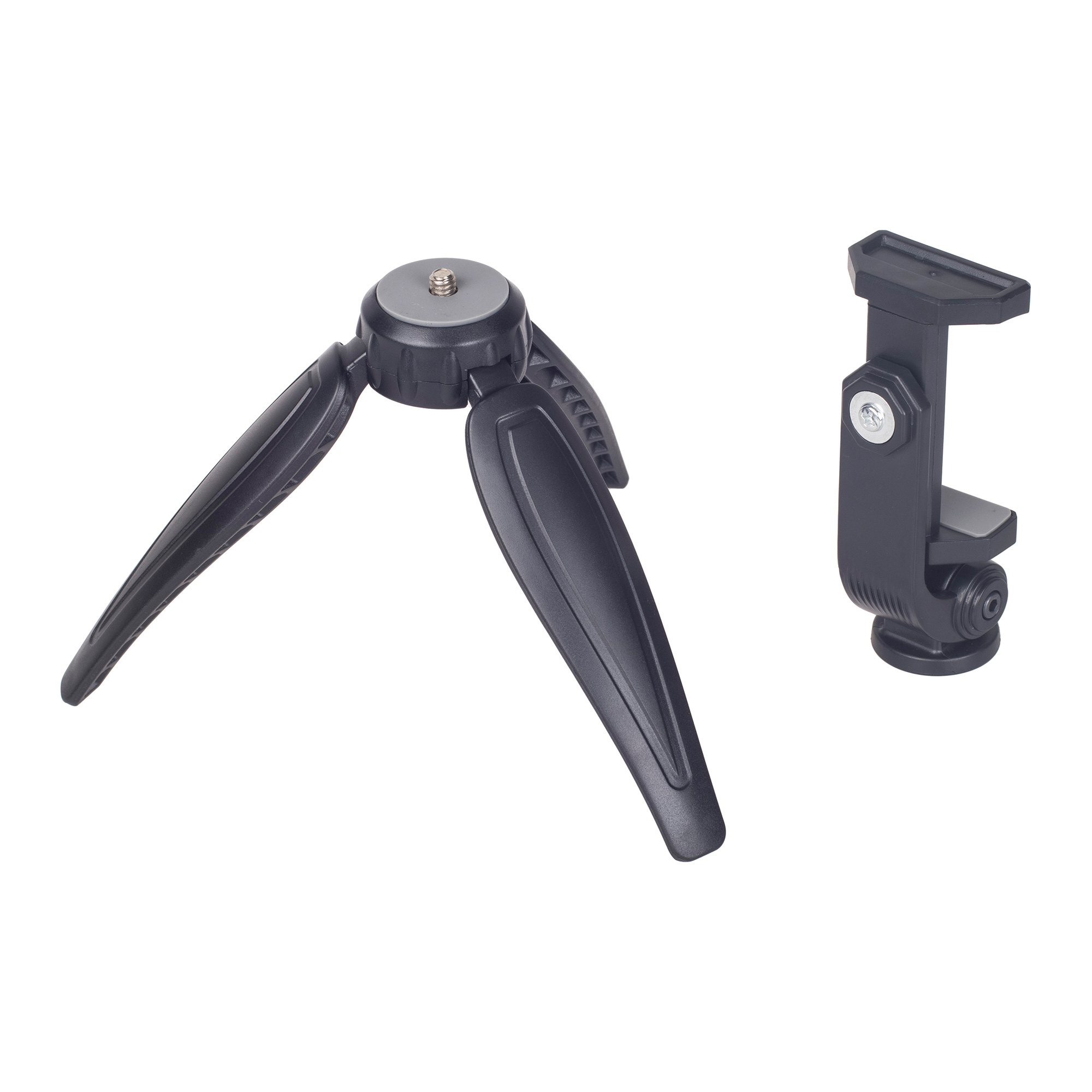 AYEX Kompaktes bis Mini-Tripod 7 bis offen Höhe Mini-Stativ, beweglicher Zoll mit Silber, 20cm Smartphonehalterung