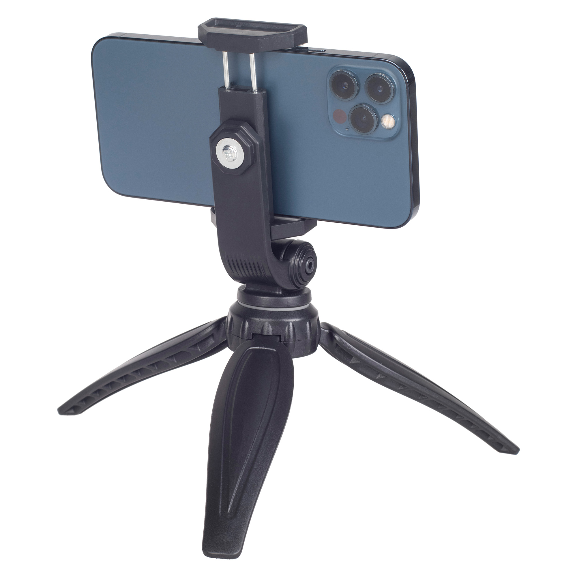 AYEX Kompaktes bis Mini-Tripod 7 bis offen Höhe Mini-Stativ, beweglicher Zoll mit Silber, 20cm Smartphonehalterung