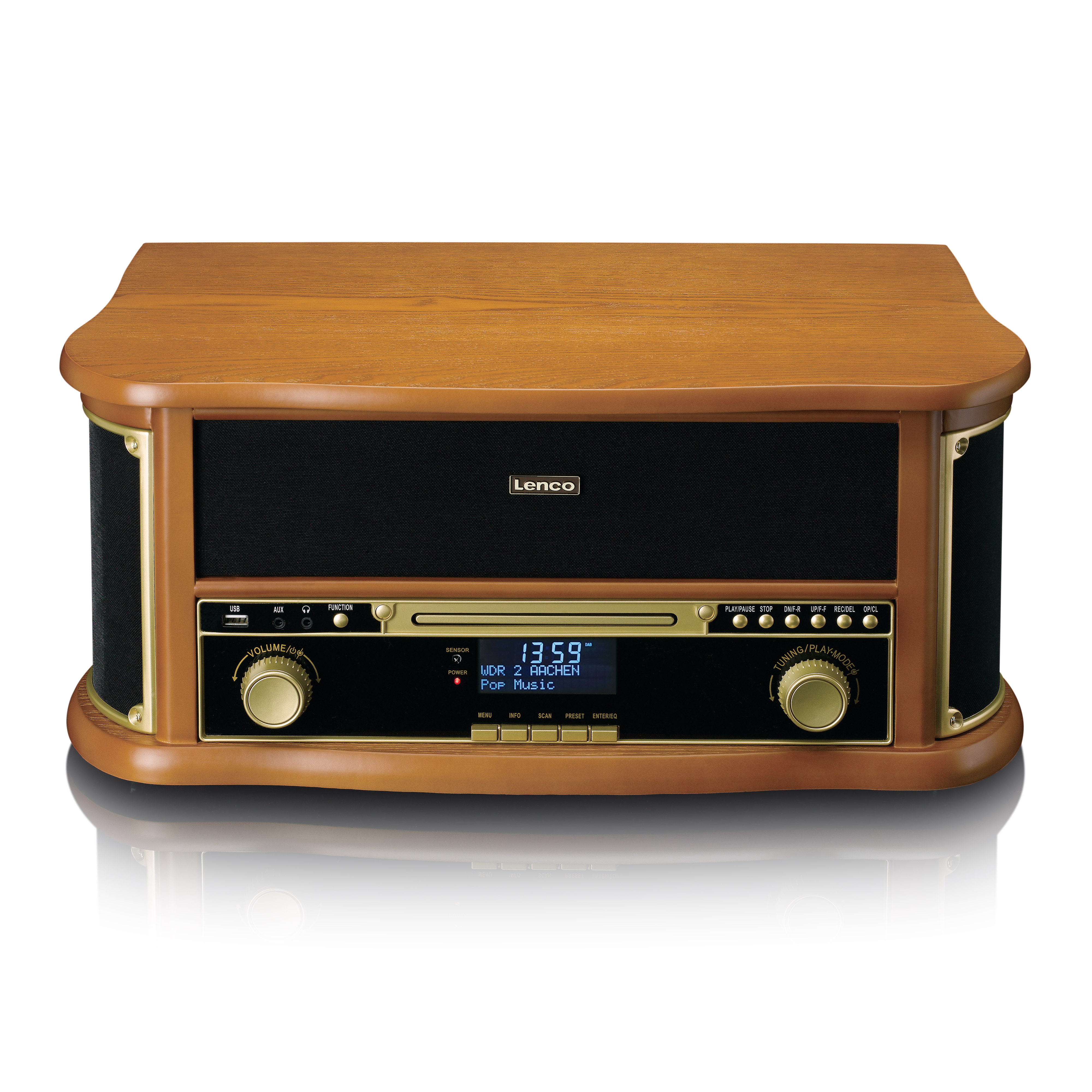 LENCO Classic Phono TCD-2571 Retro Bluetooth USB DAB+/FM Radyo CD Kaset Pikap Ahşap