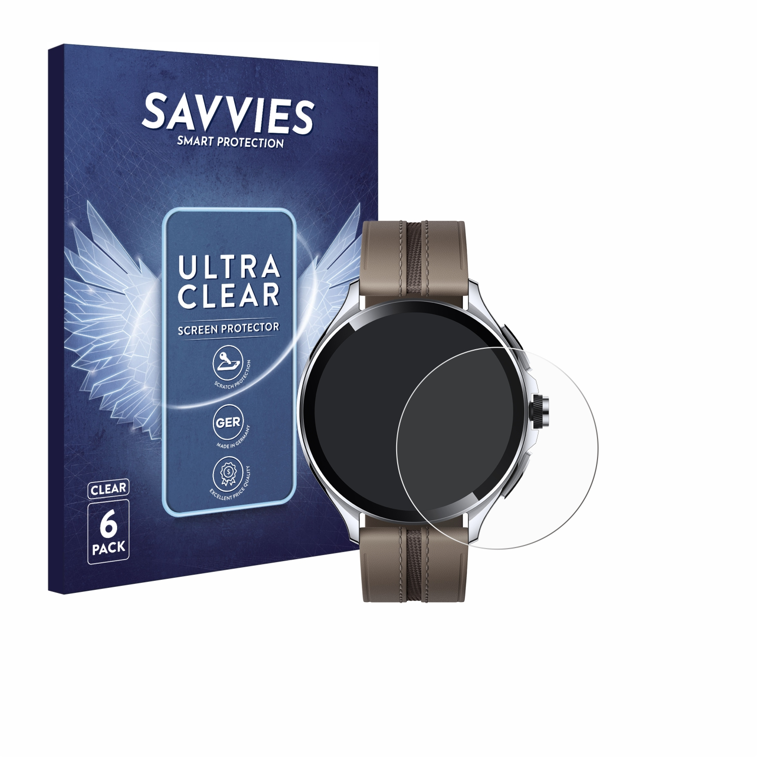 SAVVIES 6x klare Schutzfolie(für Xiaomi Watch 2 Pro)