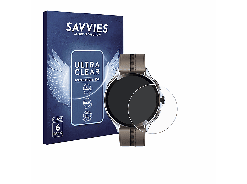 SAVVIES 6x klare Schutzfolie(für Xiaomi Watch 2 Pro)