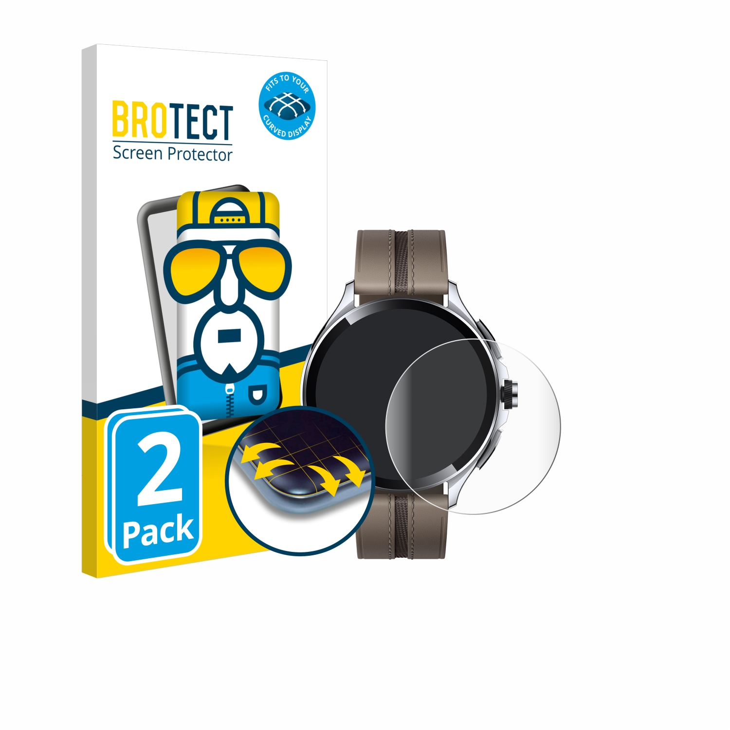 Pro) Schutzfolie(für BROTECT 2 Curved 2x Xiaomi Flex 3D Full-Cover Watch