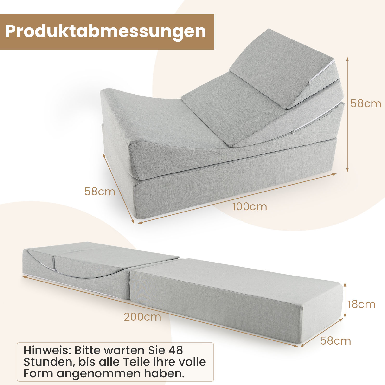 4-in-1 Kissen faltbar COSTWAY