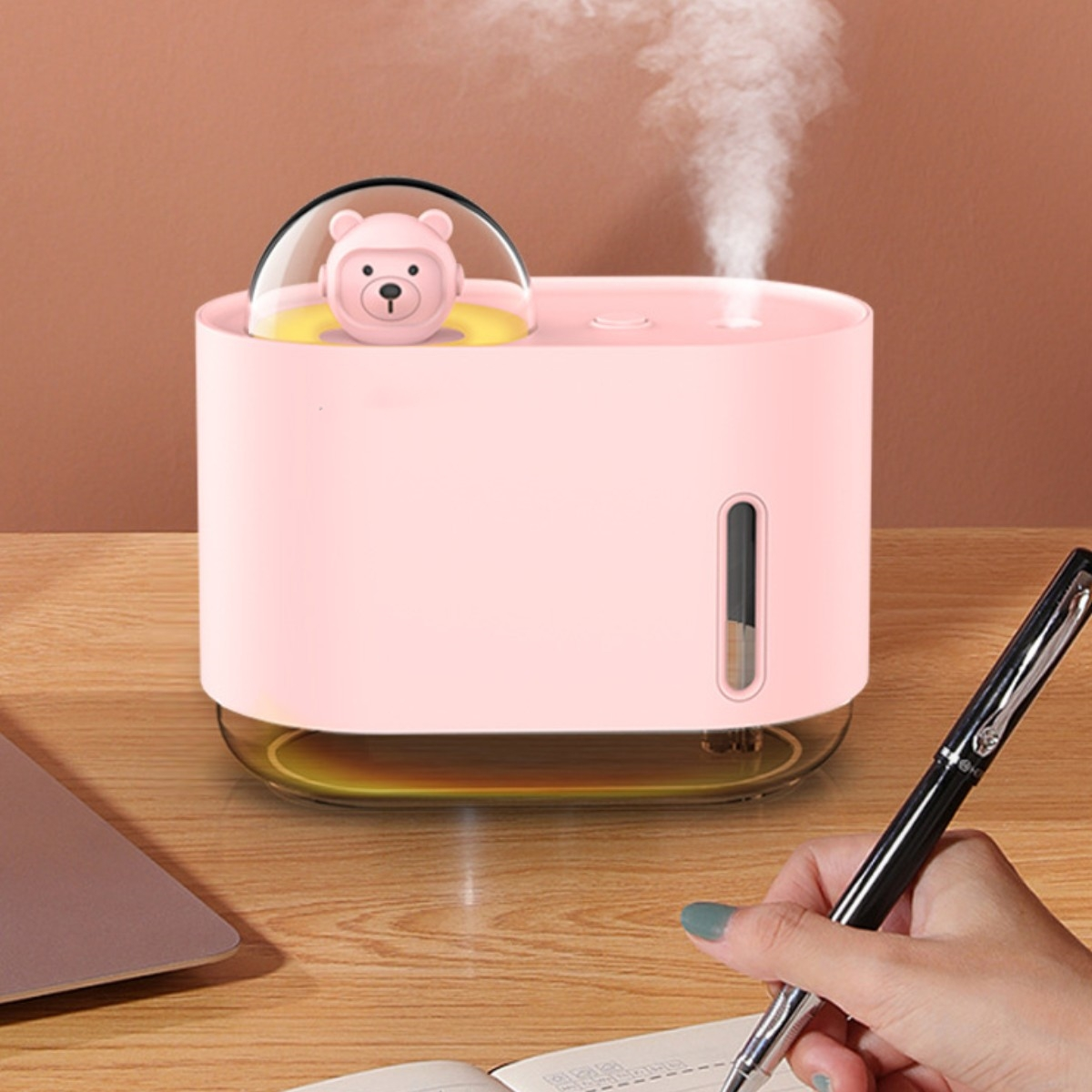UWOT Luftbefeuchter Pink Watt, Humidifier Space Nightlight Bear Mini (2 Rosa Air Desktop Mist Luftbefeuchter Raumgröße: m²) 10
