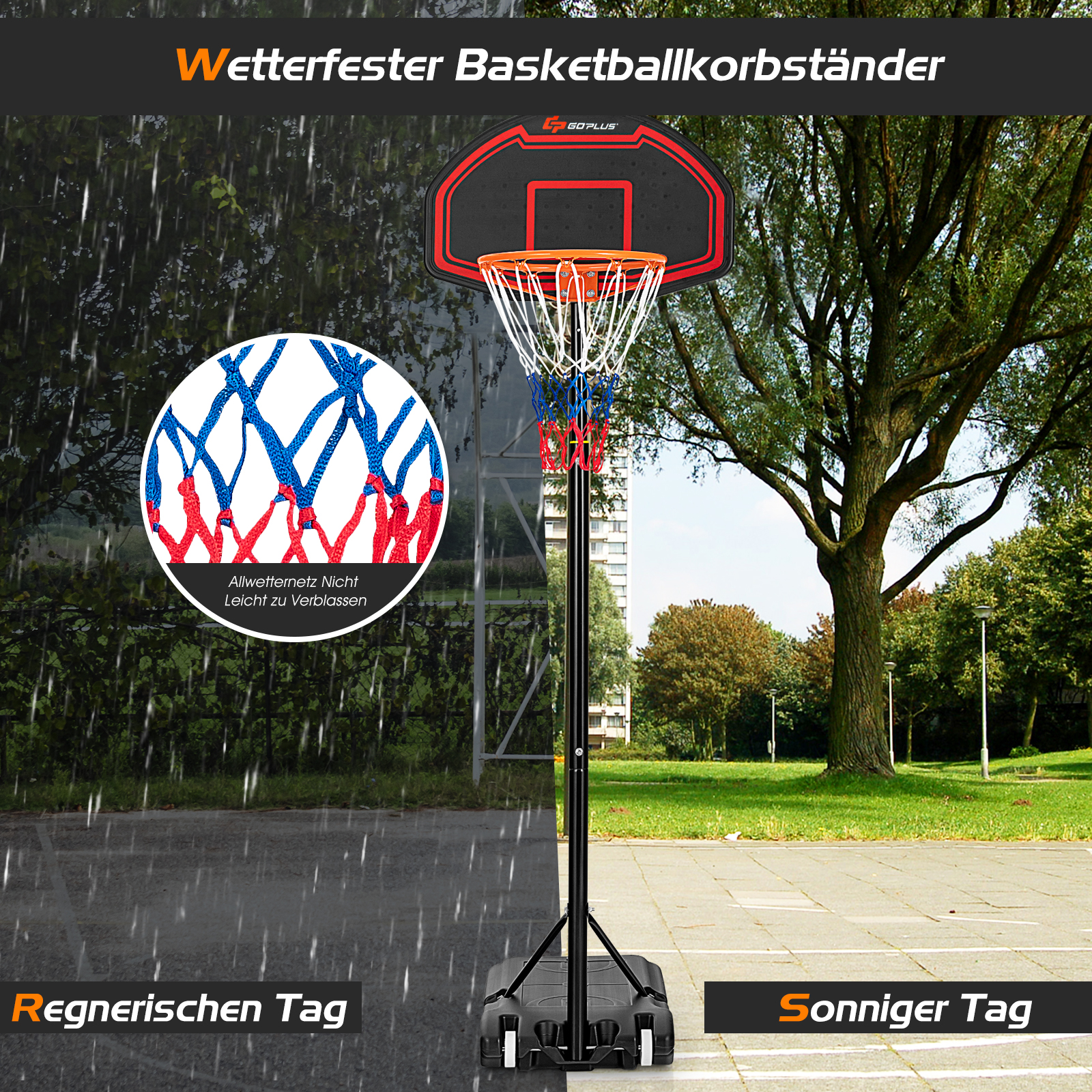 COSTWAY Basketballständer 155-210cm Schwarz höhenverstellbar Gartenspielzeug