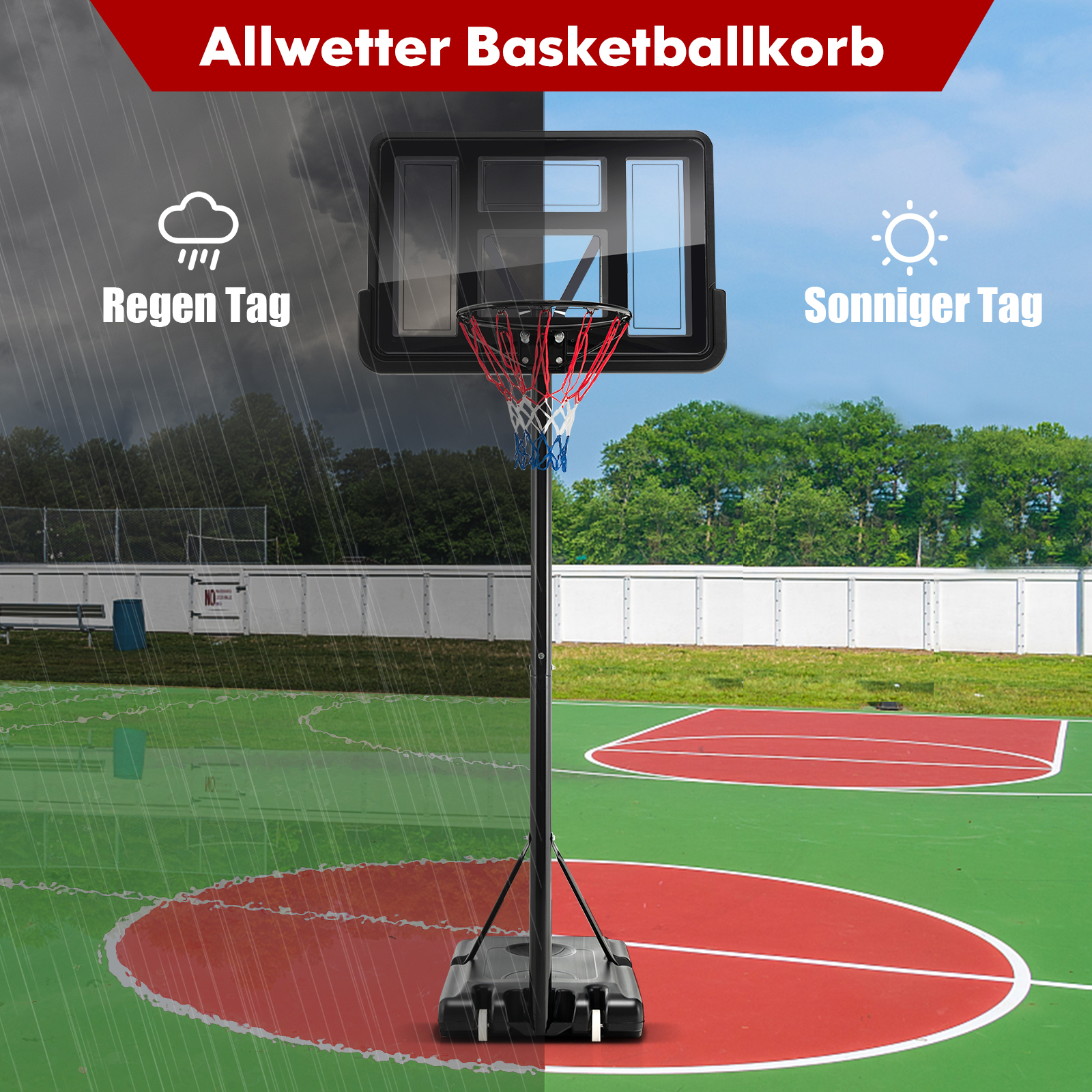 COSTWAY Basketballständer 130-305 cm höhenverstellbar Gartenspielzeug, Schwarz