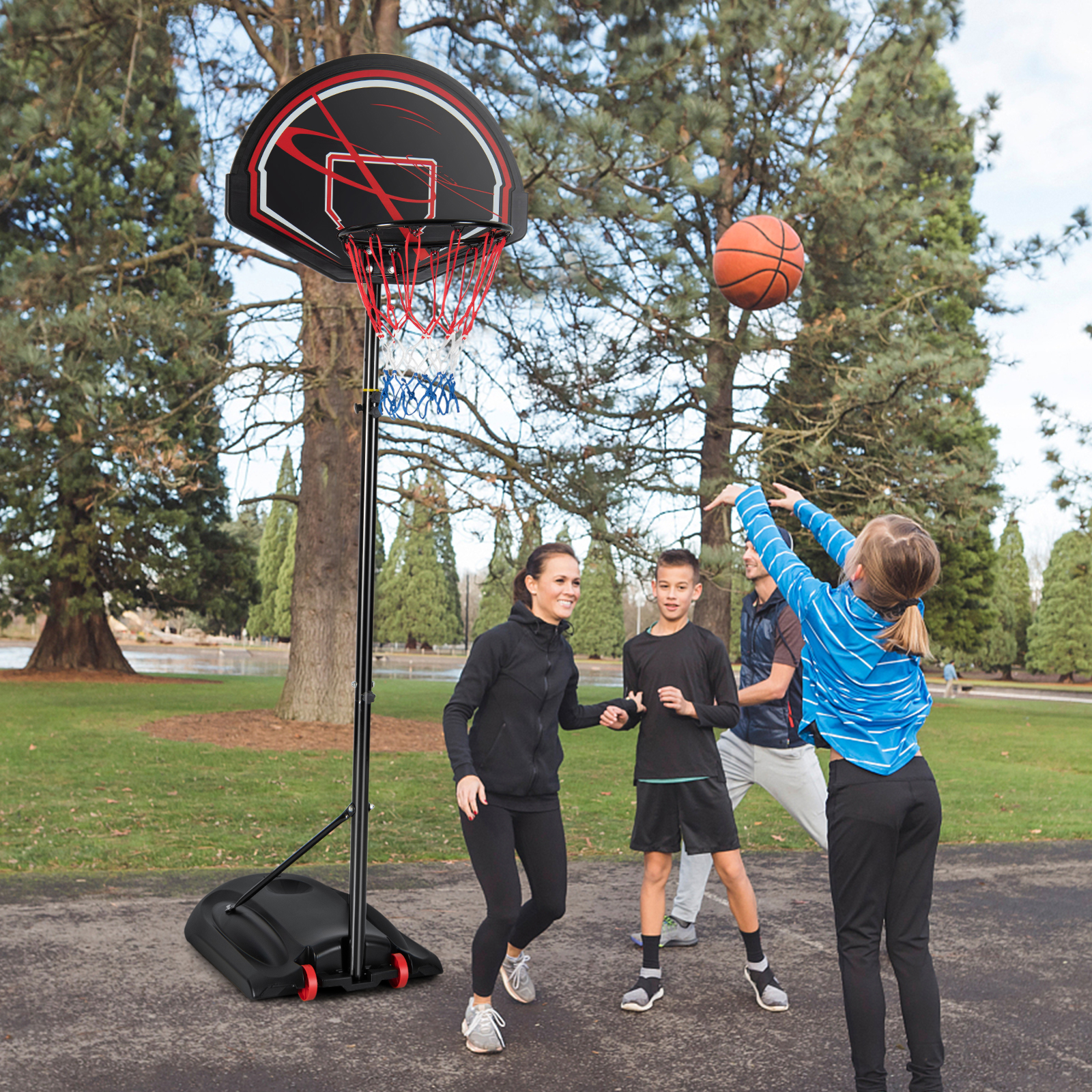 COSTWAY Basketballständer 170-230 cm höhenverstellbar Schwarz Gartenspielzeug