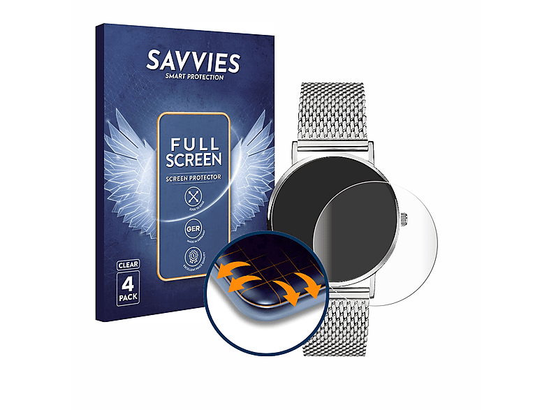 SAVVIES 4x Curved Schutzfolie(für Case Liebeskind 3D mm)) Flex New Mesh Full-Cover (34