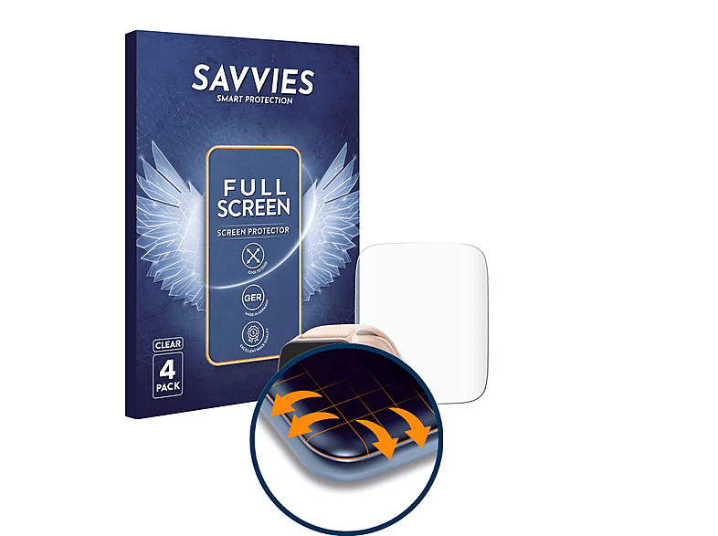 SAVVIES 4x Flex Full-Cover 3D Curved Schutzfolie(für Woneligo W13-PK)