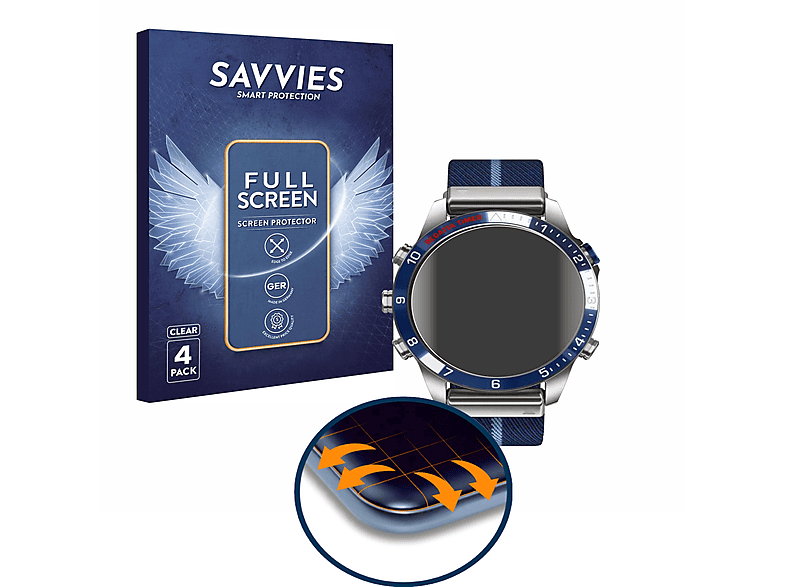 SAVVIES 4x Flex Full-Cover 3D 2)) Garmin (Gen Captain Curved Schutzfolie(für Marq